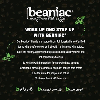beaniac Sweet n' Saucy Caramel, Flavored Light Roast, Single Serve Compostable K Cup Coffee Pods, Arabica Coffee with Natural Flavors, Keurig Brewer Compatible, 30 Count