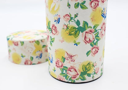 Japanese Pokkan Coffee Spice Tea Tin Canister Washi Paper Storage with Lid 7.05 oz Capacity (Neko/L)
