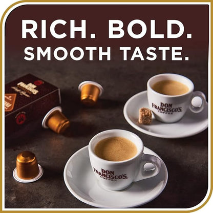 Don Francisco's Organico Espresso Pods: 80 Dark Roast Aluminum Capsules, Intensity 7, Compatible with Nespresso Original Line Machines - Bold Cuban-Style coffee with Caramel Notes