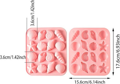 2-Pack rice flour Seashell Silicone Molds for Chocolate Candy Baking Decorations rice flour