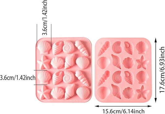 2-Pack rice flour Seashell Silicone Molds for Chocolate Candy Baking Decorations rice flour