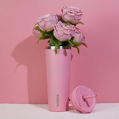 BJPKPK 18oz Tumbler With lid And Straw Stainless Steel Travel Coffee Mug Insulated Tumblers Cups,Light Pink