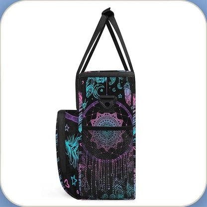 Dreamcatcher Feather Coffee Maker Carring Bag Travel Carrying Storage Tote Bag Compatible with Keurig K-Mini or K-Mini Plus Portable Single Serve Coffee Brewer Case with Pockets for K-cup Pods
