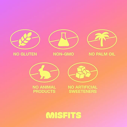 Misfits Protein Bars - High Protein Candy Bars | Gluten Free Plant Based, Low Sugar & Carb, High Fiber Snacks | Variety Pack of 12 (4 Flavors)