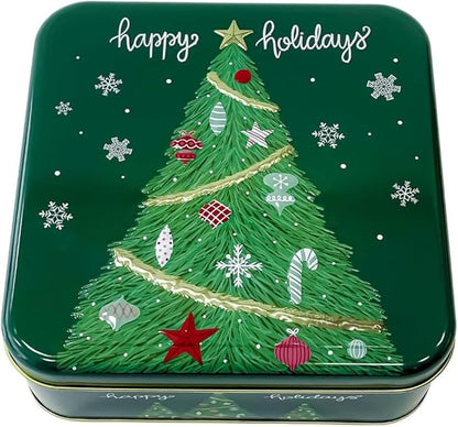 Metal Christmas Cookie Tins with Lids, 12 Pack Green Square Holiday Storage Containers, Durable & Stylish Storage Solution For Gift Giving, Cake, Candy & More