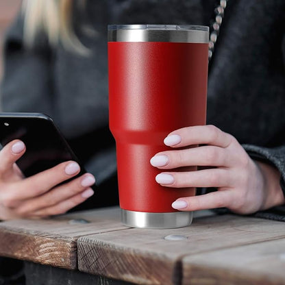 HASLE OUTFITTERS 30oz Stainless Steel Tumbler, Double Wall Vacuum Insulated Travel Mug Tumbler, Durable Insulated Coffee Mug, Gift Box Set (Red, 1)