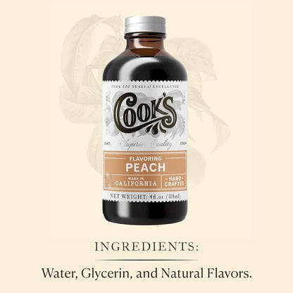 Cook's, Peach Flavoring for Baking, Preserves, Ice Cream, Jam, Cakes, 16oz