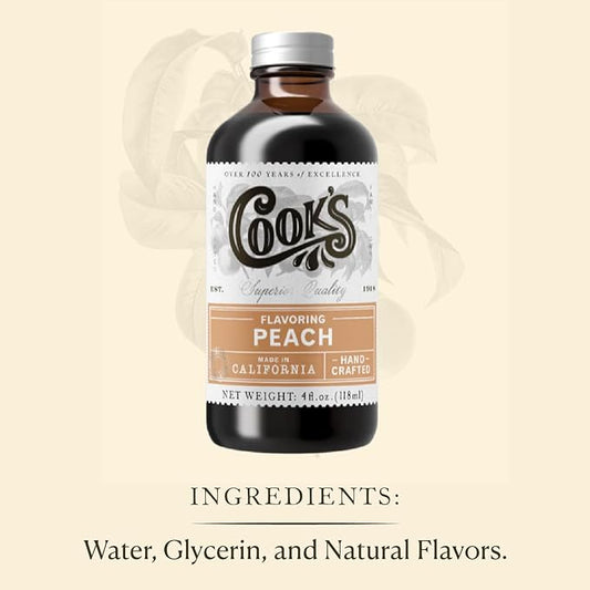 Cook's, Peach Flavoring for Baking, Preserves, Ice Cream, Jam, Cakes, 16oz