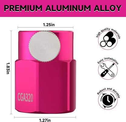 Quick Connect CO2 Refill Adapter for Soda Maker Pink CO2 Cylinder, CGA320 CO2 Tank Connector Kit for Filling 60L CO2 Canister Compatible with DUO ART TERRA GAIA Machines