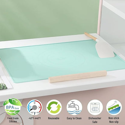 Silicone Baking Mat, 20"X28" Extra Large Non-stick Silicone Mat With High Edge, Food Grade Silicone Dough Rolling Mat For Making Cookies, Macarons, Multipurpose Mat, Countertop Mat, Placemat