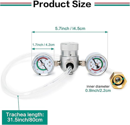 Pressure Regulator Valve for 0.95L/580g Whipped Cream Charger Tank with Hose Line & Adapter - Adjustable N2O Gas Regulator for Cream Dispenser, Cake, Cocktails