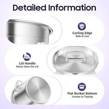 202 OZ Stainless Steel Canister Rice Cereal Grain Storage Containers with Lid Airtight Coffee Bean Storage Milk Flour Sugar Food Storage for Home Bar Restaurant (6L/202 OZ)
