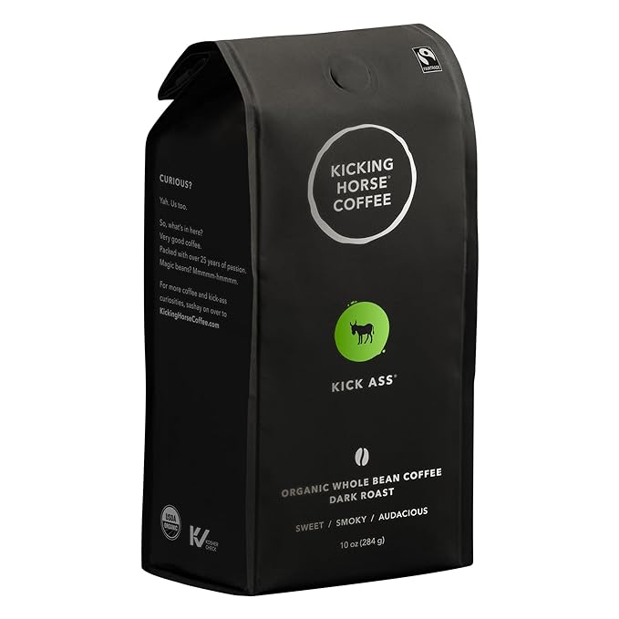 Kicking Horse Coffee, Kick Ass, Dark Roast, Whole Bean, 10 Oz