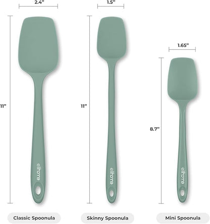 Elihome Classic Silicone Spoonula - Non-Stick Heat Resistant Silicone Scraper Spatula for Mixing, Serving, Scraping, Stirring, and More - 11 Inch, Sage Green