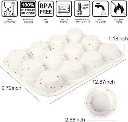 Silicone Muffin Pan Regular 12 Cups Muffin Tin Cupcake Pans for Baking Non-stick Muffin Tray Mold Easy Release,Durable,BPA Free