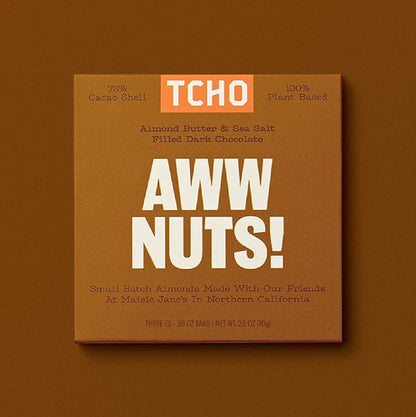 TCHO Aww Nuts! 75% Dark Chocolate Bars (3 pack) | Plant Based, Organic & Fair Trade, | Non GMO, Non-Dairy, Vegan, Soy Free (2.5oz each)