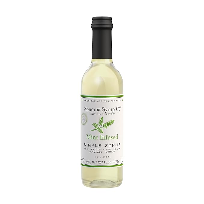 Sonoma Syrup Co. Mint Infused Simple Syrup 12.7 fl oz | for Coffee, Cocktails, and Cooking | Hand Crafted in the USA