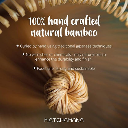 Whisk - Natural Bamboo - MATCHAMAKA 80 Prong Chasen - Traditional Japanese Bamboo Matcha Whisk - Matcha Ceremonial Powder whisk- The Perfect Matcha Green Tea Ceremony Whisk