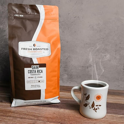 Fresh Roasted Coffee, Dark Costa Rican Tarrazu, 5 lb (80 oz), Dark Roast, Kosher, Ground