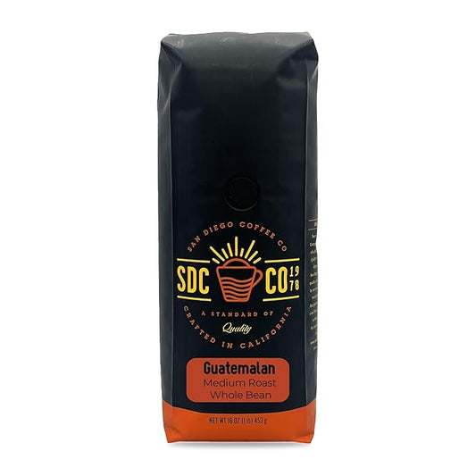 San Diego Coffee Guatemalan, Medium Roast, Whole Bean Coffee, 16-Ounce Bag Café en grano tostado