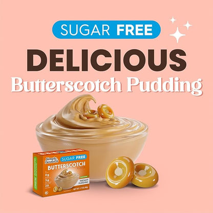 Simply Desserts Butterscotch Instant Pudding, Sugar-Free, 6-Pack – Healthy Dessert, Keto Snacks, Vegan & Diabetic-Friendly, Kosher, 1.7 Oz Ea