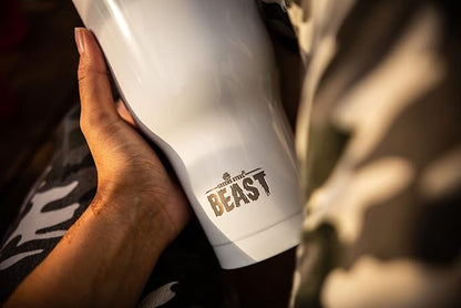 Beast 30 oz Tumbler Stainless Steel Vacuum Insulated Coffee Ice Cup Double Wall Travel Flask (Arctic White)