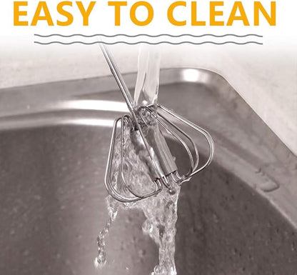 Stainless Steel Eggbeater,egg scrambler,hand mixer, Rotating Semi-Automatic Eggbeater, Allows you to stir Easily Without Feeling Tired, Used for Making Cream of Egg Beater