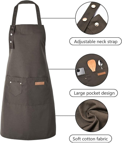 Tosewever Art Aprons for Women Painting Pottery Baking, Mens Buckle Straps Kitchen Apron with Pockets for Chef Cooking