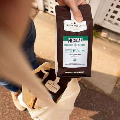 Fresh Roasted Coffee, Organic Mexican | Mold & Myco 3rd Party Tested, USDA Organic, Kosher | Medium Roast 2 lb (32 oz) Whole Bean
