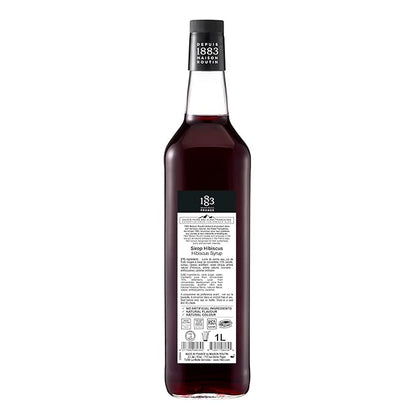 1883 Hibiscus Syrup for Drinks, Made in France, 1 Liter Plastic Bottle