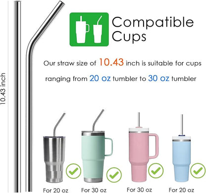 Reusable Straw,Stainless Steel Straws,Drinking Straws Fit for Standley 30 OZ,4 + 1 Cleaning Brush for 20/30 Oz for Yeti/RTIC/Ozark/Reduce/Trail and More Brand Tumblers