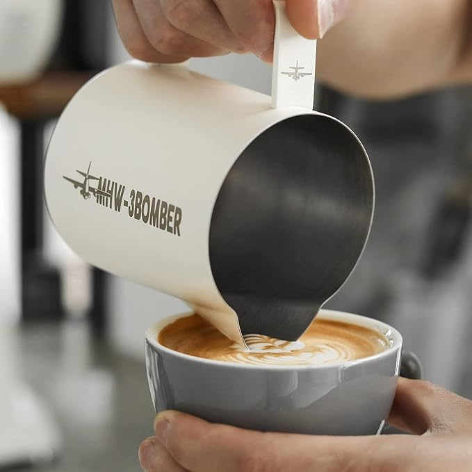 MHW-3BOMBER Milk Frothing Pitcher 600ml/20oz Espresso Steaming Pitcher Stainless Steel Frothing Cup Capuccino Latte Art Pitcher, Green P5030-OS