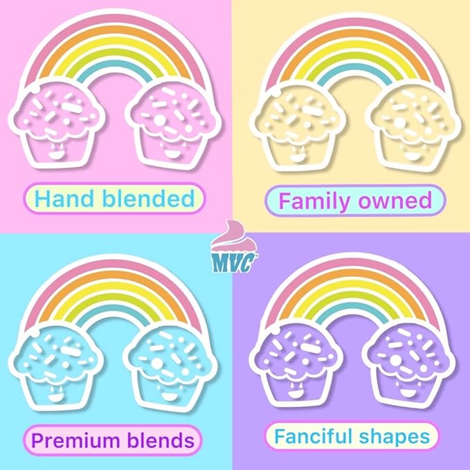 Manvscakes, pink sprinkles, valentines, cake sprinkles, gluten free, cookies, chocolate, fondant, princess topping, ice cream, edible, dessert decoration (Rainbow)