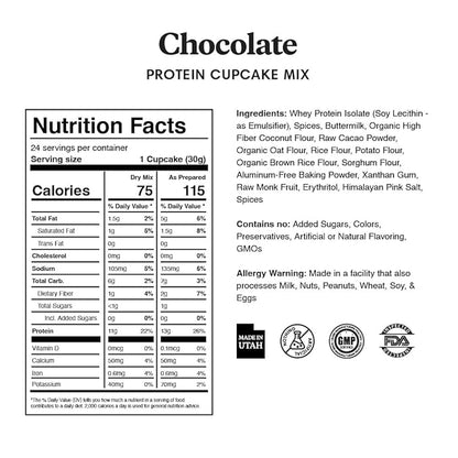 ProDough High Protein- Gluten Free Cupcake Mix, Low Carb, 13g of Protein per Cupcake, No Added Sugars, Keto Friendly, Makes 12, Healthy Dessert (Chocolate)
