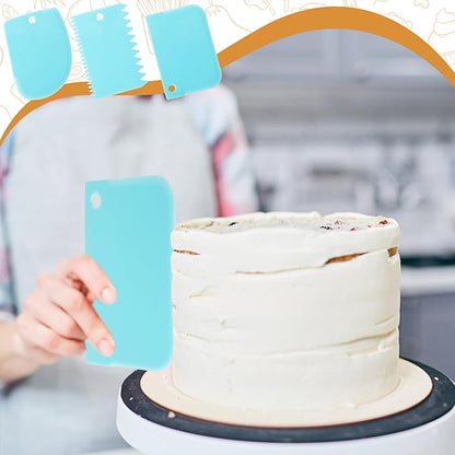 10 Pcs cake spatula set Decorating Kit Baking Supply Accessories Tools for Beginners and Pros Includes 2 Frosting Straight Angled Spatula 3 Icing Smoother Scrapers 5 Pieces Cream tools(Blue)