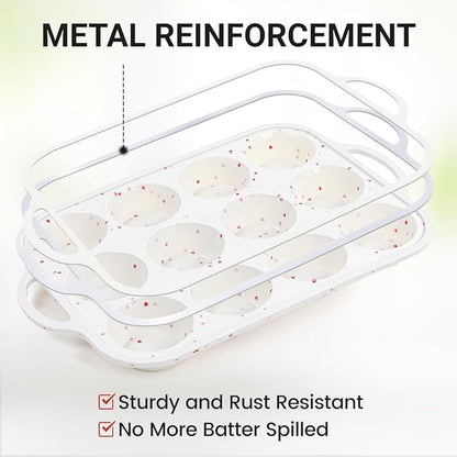 CAKETIME Silicone Muffin Pans for Baking, Metal Reinforced Frame Regular 24 Cups & Mini 12 Cups Cupcake Pan Nonstick Muffin Pan for Homemade Baking Easy to Handle