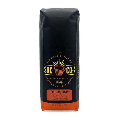San Diego Coffee Full City Roast, Dark Roast, Whole Bean Coffee, 16-Ounce Bag Café en grano tostado