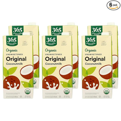 365 by Whole Foods Market, Organic Unsweet Original Coconut Milk, 32 Fl Oz (Pack of 6)
