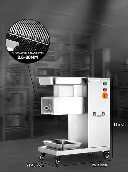 Commercial Meat Cutter Machine, 1200LB/H Electric Cutting Machine 750W Commercial Meat Slicer 3mm Blade Restaurant Food Slicer Stainless Steel For Kitchen Restaurant Supermarket