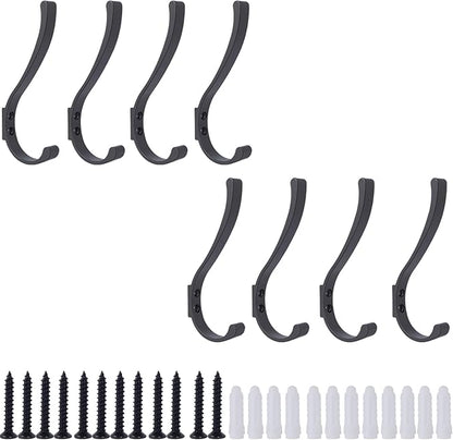 8 Pack Hanging Coat Hooks Wall Mount, Coat Hanger Wall Hangers, Metal Hooks for Hanging Heavy Duty, Screw in Hooks for Hanging Towels, Clothes, Backpack, Hat, Bag, Jacket, Key, Robe, Backpack Grey