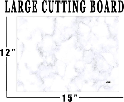 Rogue River Tactical Gray White Marble Art Kitchen Glass Cutting Board Modern Decorative Gift Abstract Wavy Contrast Design