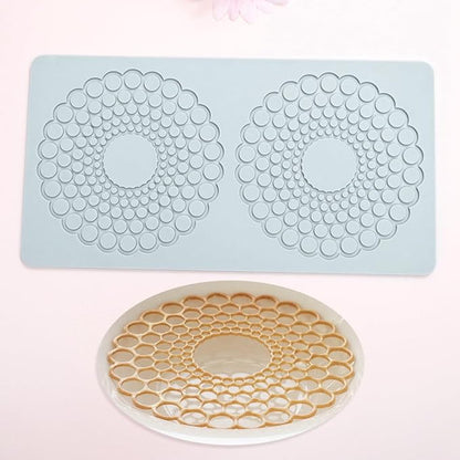 TUKE Hollow Round Circular Design Lace Mat Chocolate Fondant Mold DIY Sugar Craft Silicone Pad Cake Decorating Tools Kitchen Bakeware (D_ Round Circular)