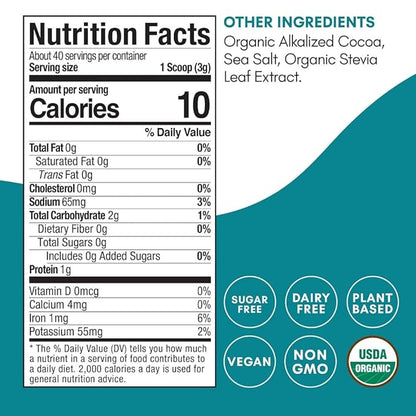 Mindful Nutrition Organic Skinny Hot Cocoa Mix - 40 Servings - Sugar Free Hot Chocolate Mix Gluten Free Dark Chocolate High Flavonoid Slimming Chocolate Powder Keto Friendly Dairy Free Vegan Low Carb