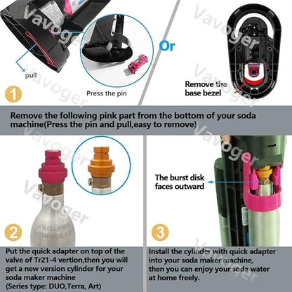CO2 Quick Adapter Upgrade for Terra Soda Maker,Soda Maker Valve Refill Accessories for Blue CO2 Cylinder with TR21-4 Male Thread