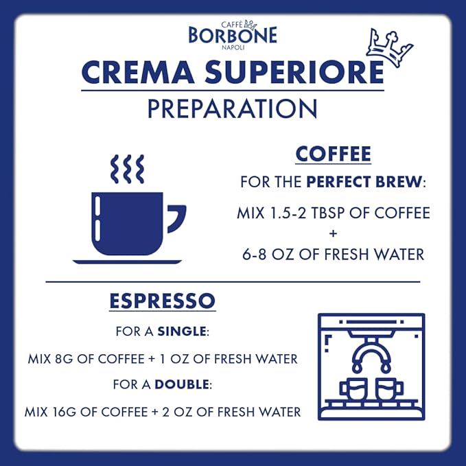 Caffe Borbone Whole Bean Coffee, Medium Roast Arabica and Robusta Blend, Crema Superiore, Rich and Smooth Italian Coffee, 2.2 lb Bag