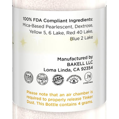 Bakell - Ivory Tinker Dust (4g, 1x Mini Spray Pump) Edible Glitter for Food, Desserts, and Beverages!
