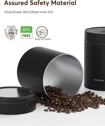 OUTPEAK Neo 2025 Kilo Auto Vacuum Coffee Canister, 1.5L Capacity for 17.6oz of Coffee Beans, One-Button Operation, Stainless Steel Coffee Storage Container with Scoop (Barista Champion's Choice)