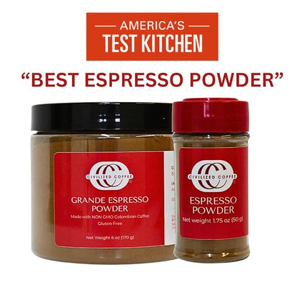Civilized Coffee Espresso Powder – Premium Colombian Coffee for Baking, Desserts & Smoothies, Non-GMO, Medium Roast, Fine Ground (1.75 oz)