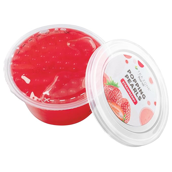 Tea Zone [1 Pound] Strawberry Popping Pearls, Bursting Pearls for Teas, Shakes, Smoothies, Dessert Toppings