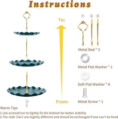 3 Tier Cupcake Stand Holder, Plastic Cup Cake Stand Tower with Tiered Serving Tray for Cupcakes, Donuts, Fruits and More (Green)